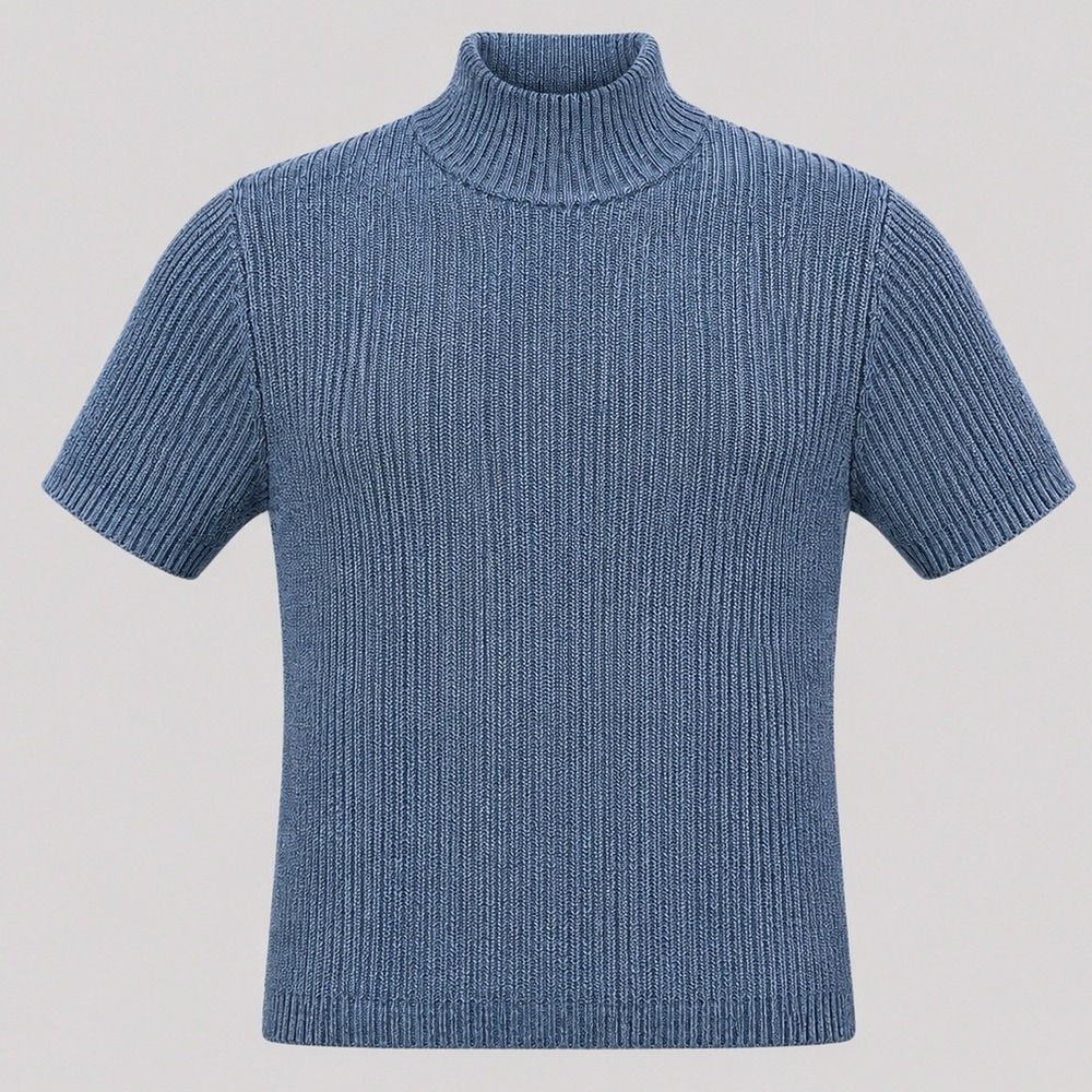 Vintage Y2K B.Z. Blue Ribbed Mock Neck Knit Top Womens Medium USA Made NWT - Picture 1 of 9